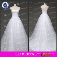 ED Bridal A-line Strapless Tulle Floor Length Vestido de casamento barato simples Real em branco